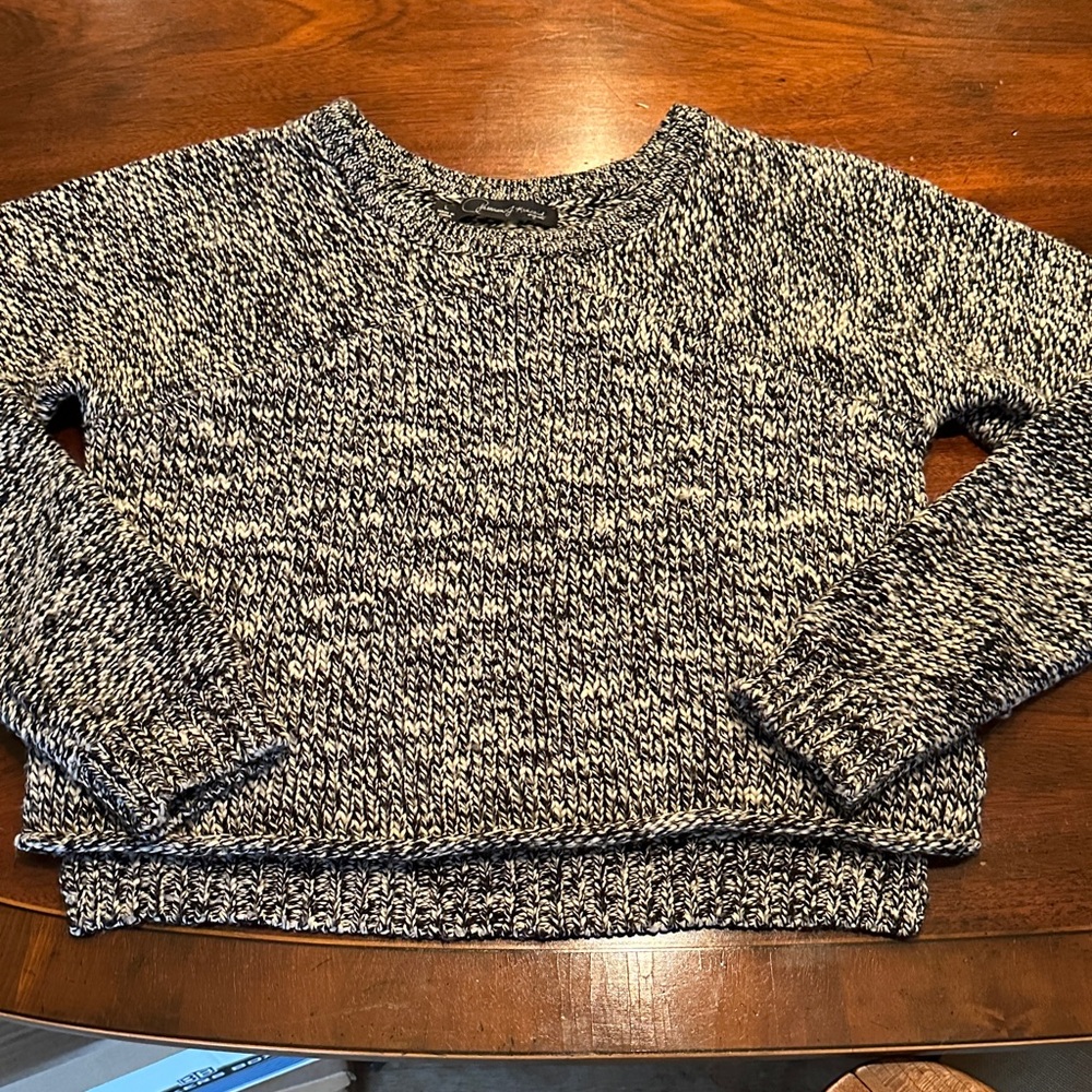 Patterson J Kincaid Black/White Acrylic/Wool speckled Knit Sweater W’s Size L
